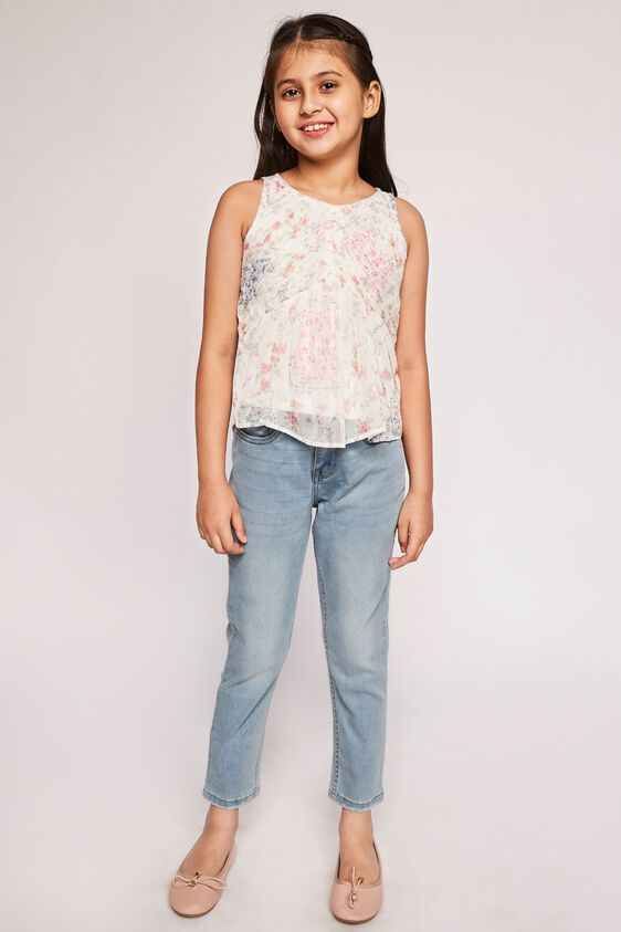White Floral Flared Top, White, image 3
